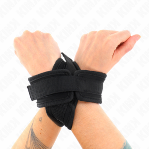 Kink Wrist Restraint-Cross Cuffs Black 34 X 5.5 cm 8 Kink Wrist Restraint-Cross Cuffs Black 34 X 5.5 cm - imagine 4