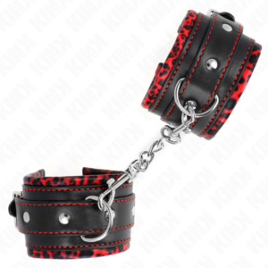 Kink Wrist Restraint-Cătușe pentru Încheieturi Căptușite cu-Roșu, Negru 7 Kink Wrist Restraint-Cătușe pentru Încheieturi Căptușite cu-Roșu, Negru - imagine 3