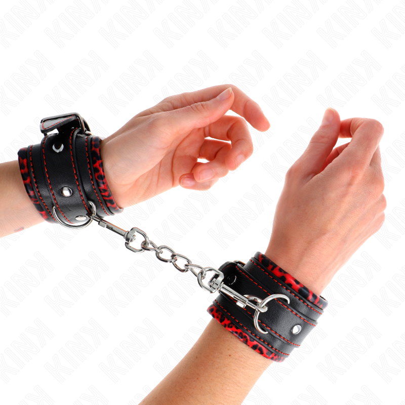 Kink Wrist Restraint-Cătușe pentru Încheieturi Căptușite cu-Roșu, Negru 1 img 189398 4641b676b698617d0d9b426c11b991a7 1