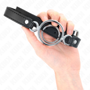 Kink Collar & Gag-Gag cu Multiple O-rings 5 cm, Negru, 63 X 2.5 cm - imagine 4