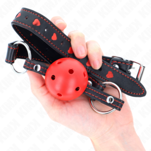 Kink Collar & Gag-Gag cu Bilă Roșie Model 2 65 X 2.5 cm - imagine 3
