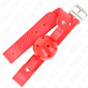 Kink Collar & Gag-Ball Gag Respirabil Roșu 4.5 cm, Curea 65 X 8 Kink Collar & Gag-Ball Gag Respirabil Roșu 4.5 cm, Curea 65 X - imagine 4