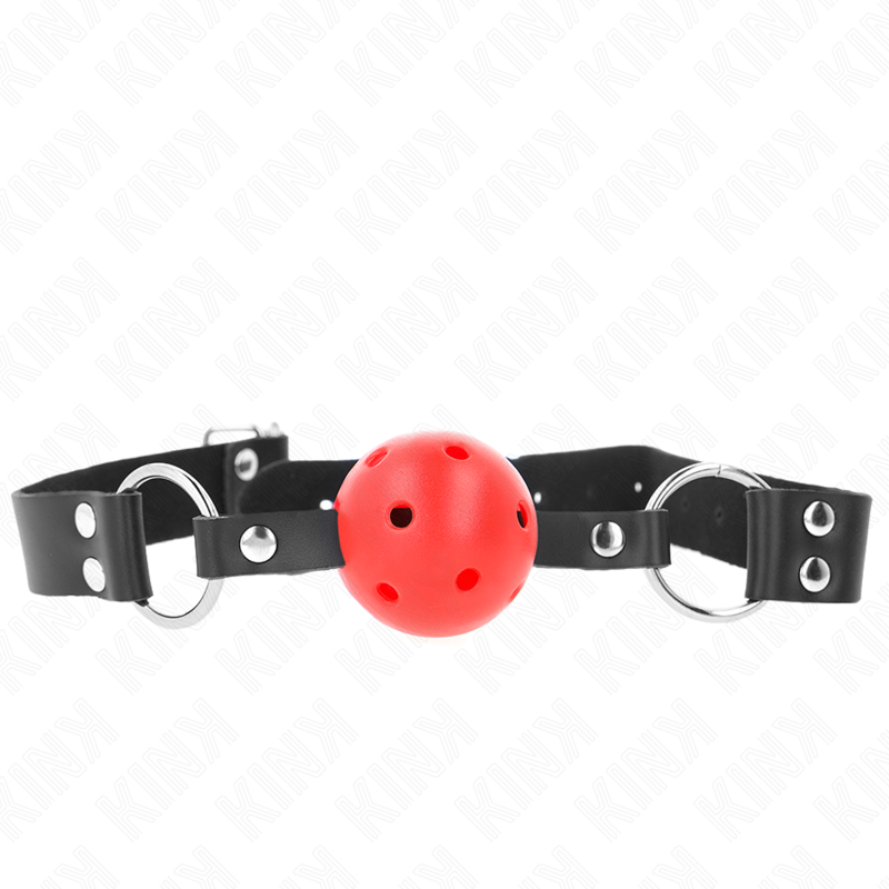 Kink Collar & Gag-Gag cu Bilă Respirabil 4 cm cu Nit Dublu Roșu 1 img 189660 82314b8bc87a98d958bc1326a60c7fcf 1