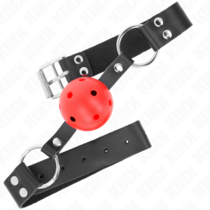 Kink Collar & Gag-Gag cu Bilă Respirabil 4 cm cu Nit Dublu Roșu 7 Kink Collar & Gag-Gag cu Bilă Respirabil 4 cm cu Nit Dublu Roșu - imagine 3
