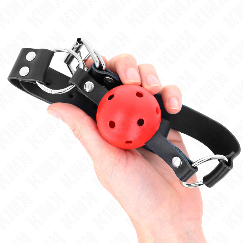 Kink Collar & Gag-Gag cu Bilă Respirabil 4 cm cu Nit Dublu Roșu 2 img 189662 87d4f8481a130acb8ce7439acd7ae918 1