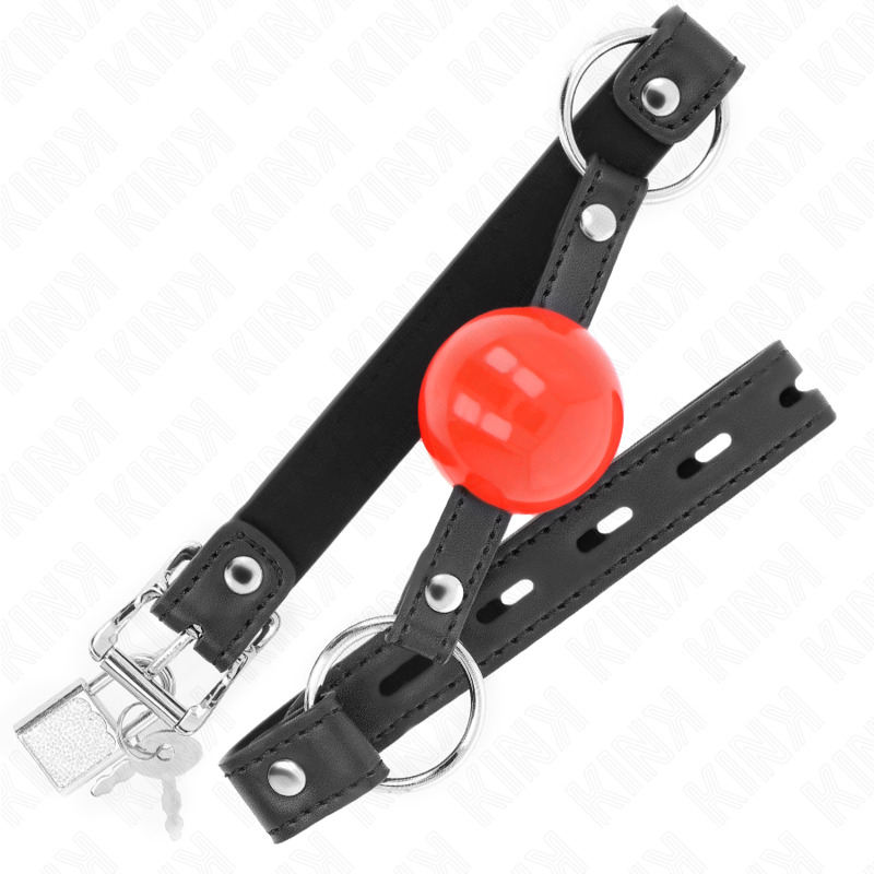 Kink Collar & Gag-Ball Gag 4 cm cu Lacăt, Bilă Roșie, Curea 2 img 189699 2f86f99d8f9e43192ab6db7272c9dec5 1