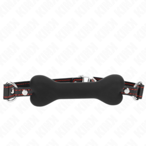 Kink Collar & Gag-Black Bone 12 cm Gag 63 X 2 cm-Silicon 5 Kink Collar & Gag-Black Bone 12 cm Gag 63 X 2 cm-Silicon - imagine 1