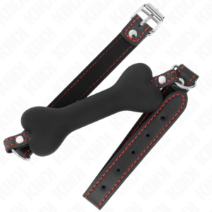 Kink Collar & Gag-Black Bone 12 cm Gag 63 X 2 cm-Silicon 6 Kink Collar & Gag-Black Bone 12 cm Gag 63 X 2 cm-Silicon - imagine 2