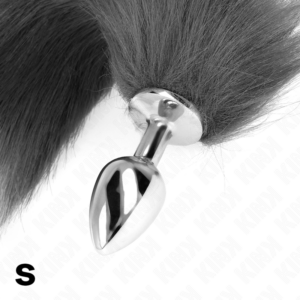 Kink Pleasure Plugs-Plug Anal Size S 7 X 3 cm cu Coada Sintetică-Gri, Alb, Mărime S - imagine 4