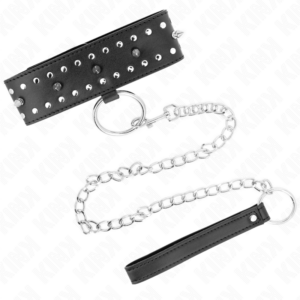 Kink Collar & Gag-Colier cu Lesă 65 cm cu Ținte Argintii Model 1 - imagine 4