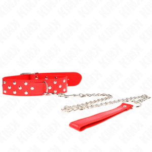 Kink Collar & Gag-Colier cu Nit, Inel și Curea 65 cm Roșu 8 Kink Collar & Gag-Colier cu Nit, Inel și Curea 65 cm Roșu - imagine 3