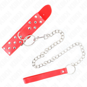 Kink Collar & Gag-Colier cu Nit, Inel și Curea 65 cm Roșu 9 Kink Collar & Gag-Colier cu Nit, Inel și Curea 65 cm Roșu - imagine 4