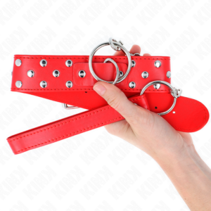 Kink Collar & Gag-Colier cu Nit, Inel și Curea 65 cm Roșu 10 Kink Collar & Gag-Colier cu Nit, Inel și Curea 65 cm Roșu - imagine 5