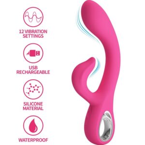 High Tech-Fritz Rabbit Vibrator 12 Vibrații Roz-Silicon, 12 Trepte 15 High Tech-Fritz Rabbit Vibrator 12 Vibrații Roz-Silicon, 12 Trepte - imagine 6