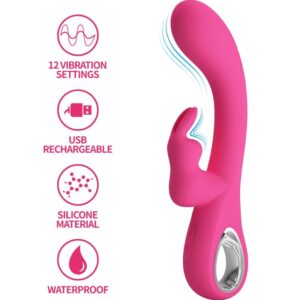 High Tech-Novak Rabbit Vibrator 12 Vibrații Roz-Silicon, 12 Trepte - imagine 9