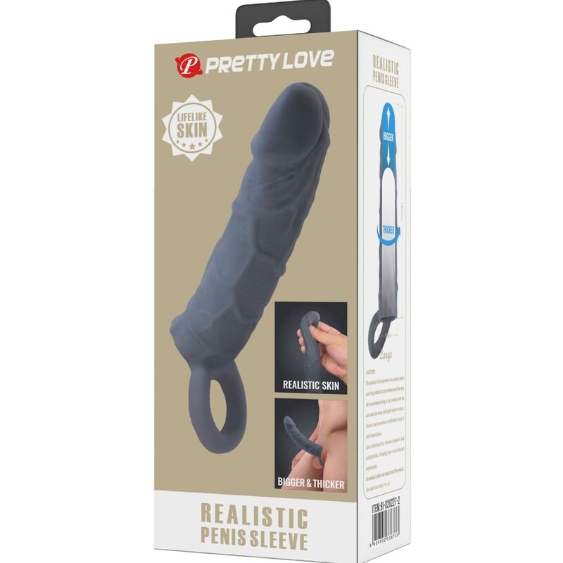 For Him-Manșon Realistic Skin pentru Penis, Gri Închis-TPR 4 img 191968 5351d39fa719a108825ce8828532dbe4 1