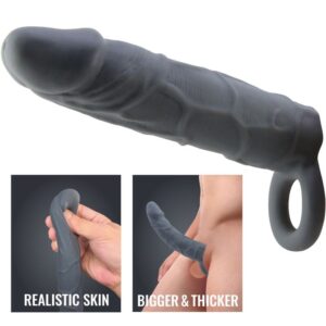 For Him-Manșon Realistic Skin pentru Penis, Gri Închis-TPR 11 For Him-Manșon Realistic Skin pentru Penis, Gri Închis-TPR - imagine 5