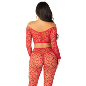 Leg Avenue Bodystockings-Crop Top + Ciorapi Roșii, One Size · Lenjerie Sexy Femei (imaginea 4)