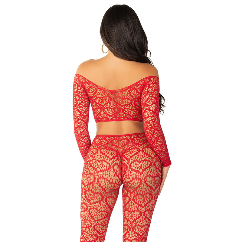 Leg Avenue Bodystockings-Crop Top + Ciorapi Roșii, One Size · Lenjerie Sexy Femei (imaginea 4)
