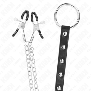 Kink Ring Power-Inel Metalic pentru Penis cu Lanț și Cleme - imagine 5