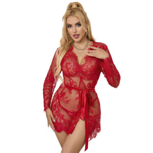 Subblime Sets-953775 Cămașă de Noapte din Dantelă + Chilot Roșu - imagine 10