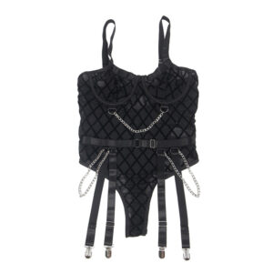 Subblime Bodies-954260 Body cu Lanțuri + Centură Jartieră Negru - imagine 8