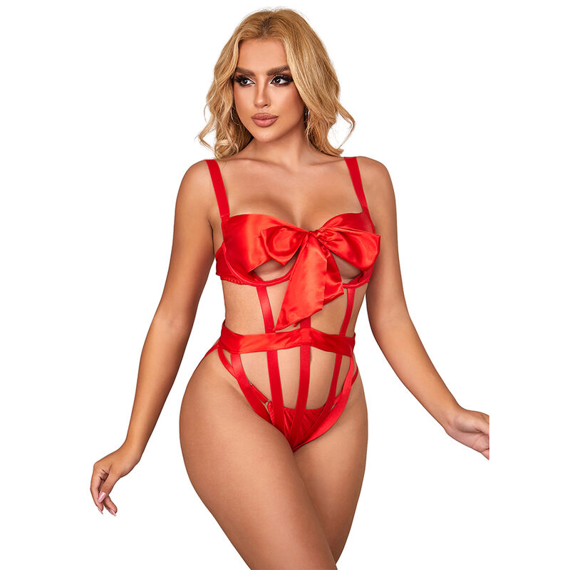 SUBBLIME - 954468 SEXY OPENWORK BODY WITH BOW RED S/M Subblime-954468 Body Dantelat Sexy cu Fundiță,/, Roșu, S/M/L/XL · Lenjerie Sexy Femei