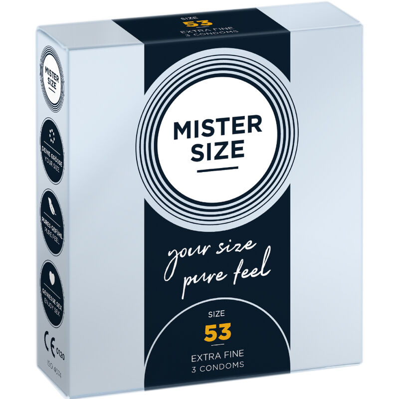 Mister Size-Prezervativ Mărime M 53 mm (3 Bucăți)-Latex