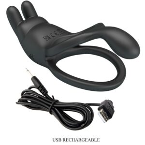 For Him-Seth Inel Vibrant Dublu Rabbit 7 Vibrații Negru-Silicon 17 For Him-Seth Inel Vibrant Dublu Rabbit 7 Vibrații Negru-Silicon - imagine 8