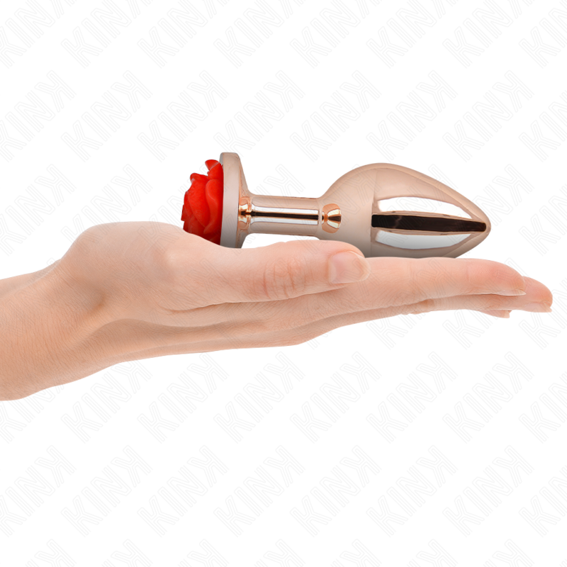 Kink Pleasure Plugs-Plug Anal Pink Gold cu Trandafir Roșu, L-Metal 1 img 199020 5c9cbbe5ddbbf65243cf0eabe1dc6e84 1