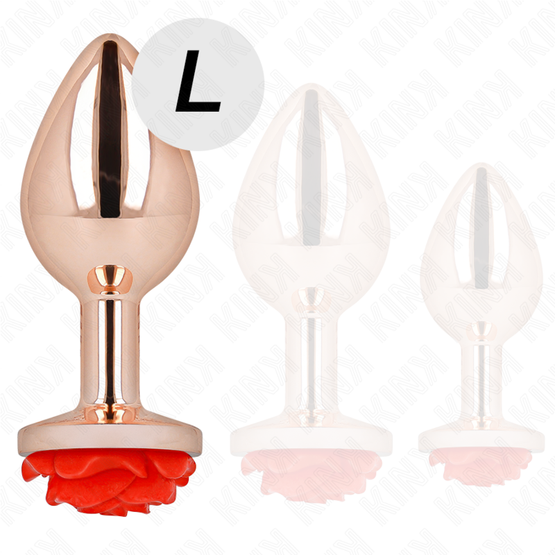 Kink Pleasure Plugs-Plug Anal Pink Gold cu Trandafir Roșu, L-Metal 3 img 199021 ee7a248a6866957b2204becd5f5c380f 1