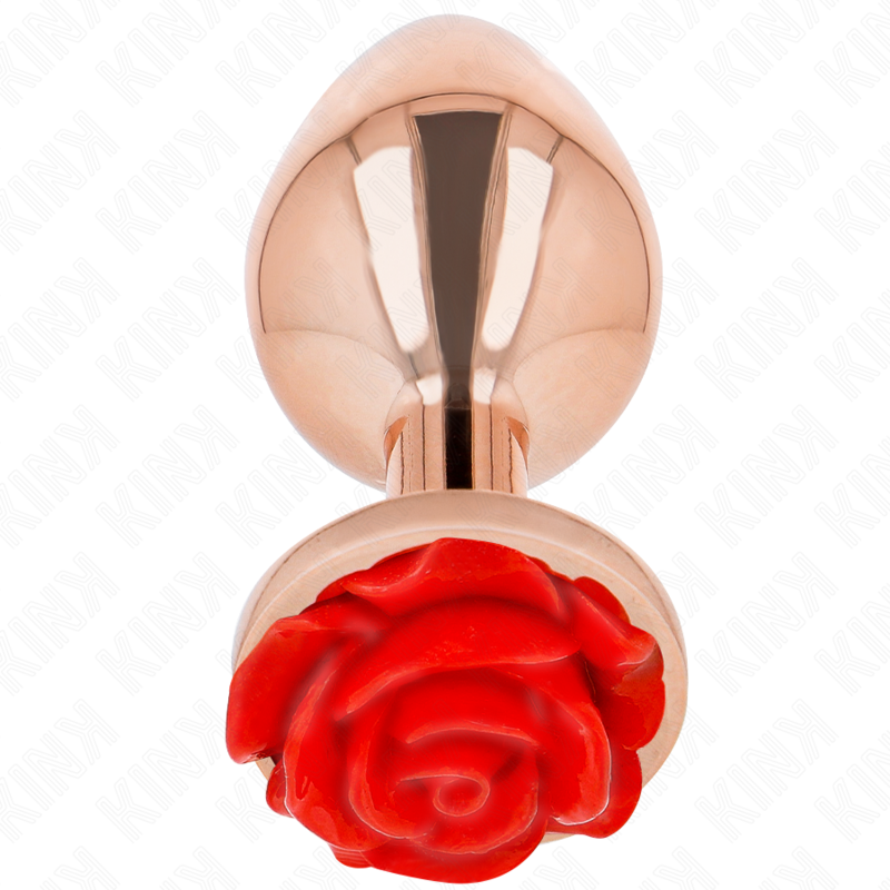 Kink Pleasure Plugs-Plug Anal Pink Gold cu Trandafir Roșu, L-Metal 2 img 199022 01358ca0c23b6fb356a57027994ac690 1