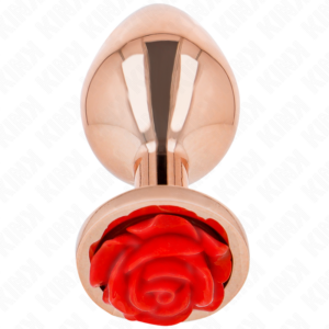 Kink Pleasure Plugs-Plug Anal Rose Gold cu Trandafir Roșu, S-Metal - imagine 5