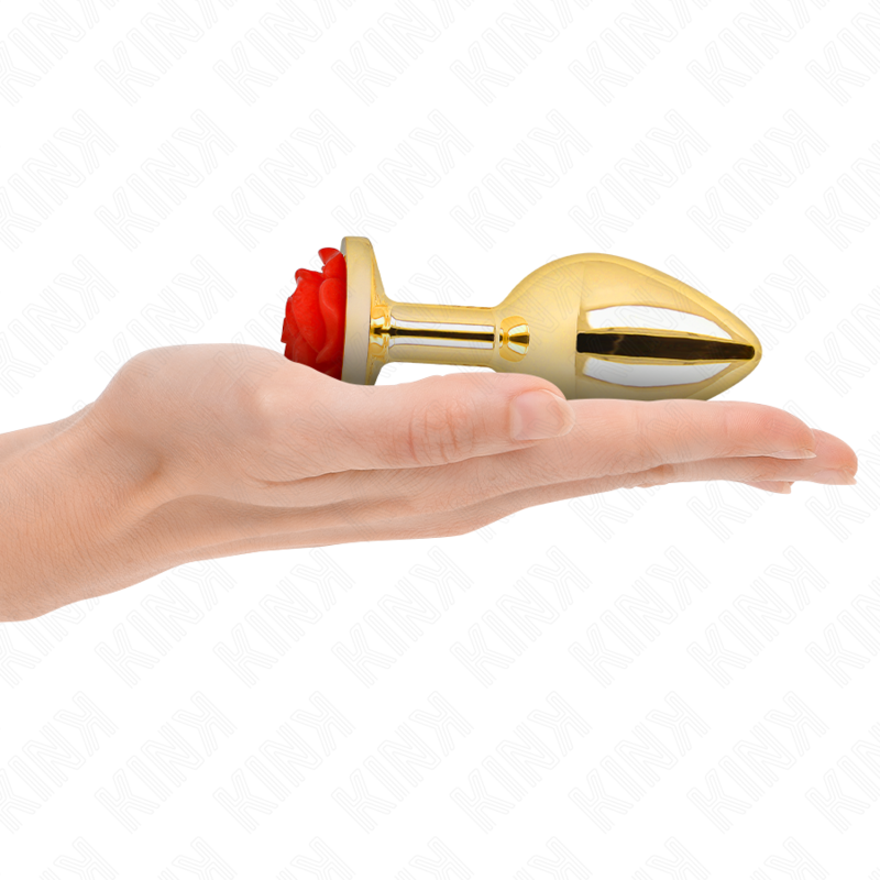 Kink Pleasure Plugs-Plug Anal Gold Rose cu Trandafir Roșu - Size 1 img 199036 b60312dac71b0b6eb5912576ed11f51a 1