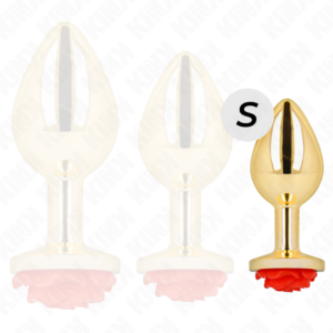 Kink Pleasure Plugs-Plug Anal Auriu cu Trandafir Roșu, Mărime 8 Kink Pleasure Plugs-Plug Anal Auriu cu Trandafir Roșu, Mărime - imagine 3