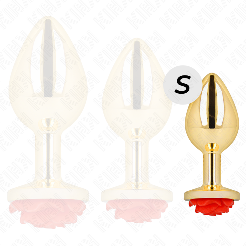 Kink Pleasure Plugs-Plug Anal Auriu cu Trandafir Roșu, Mărime 3 img 199068 f458bf86533a99d865b9972191af3e52 1