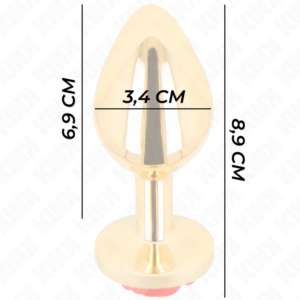 Kink Pleasure Plugs-Plug Anal Auriu cu Trandafir Roșu - M-Metal - imagine 3