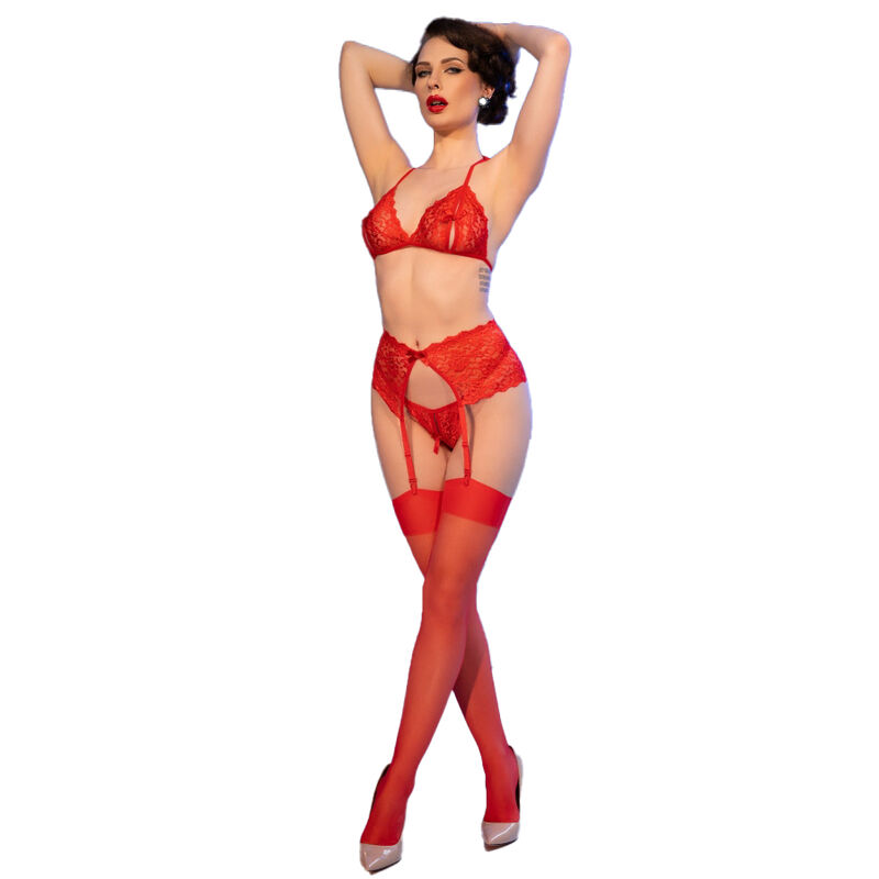 Chilirose-CR-4848 Set Dantelă Roșie Sutien + Tanga + Ciorapi 3 img 199871 8bcb28ad6aec688f03d049f51416db45 1