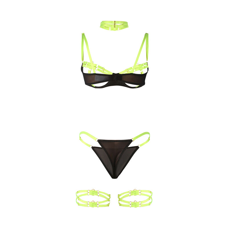 Subblime - 955274 Set Sutien cu Colier și Detalii pe Coapse Verde Fluorescent S/M 6 img 200142 6a3cc58061940470d26d504fe624d25f 1