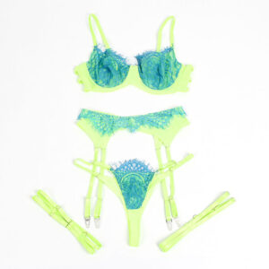 Subblime - 955311 Set Sutien cu Dantelă Eyelash și Jartiere Verde și Albastru S/M 16 Subblime - 955311 Set Sutien cu Dantelă Eyelash și Jartiere Verde și Albastru S/M - imagine 6