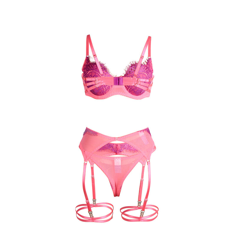 Subblime - 955366 Set Sutien cu Dantelă Eyelash și Jartiere Roz și Mov L/XL 7 img 200253 3448c1eefbede3526e7f4b3e1dceaacc 1