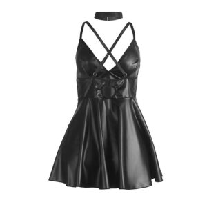 Subblime Dresses-955380 Neglijeu Negru din Piele Pu cu Bretele - imagine 6