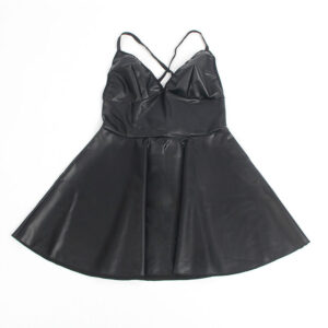 Subblime Dresses-955380 Neglijeu Negru din Piele Pu cu Bretele - imagine 7