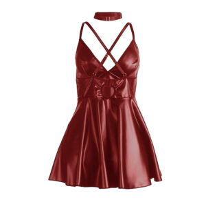 Subblime - 955397 Rochie cu Bretele Burgund cu Finisaj Piele Pu S/M - imagine 6