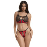Subblime Sets-955540 Sutien Set din Piele Lăcuită Roșie cu Plasă · Lenjerie Sexy Femei