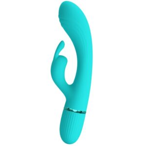 High Tech-Scocco Vibrator Rabbit Turcoaz-Silicon, 10 Trepte, USB - imagine 2