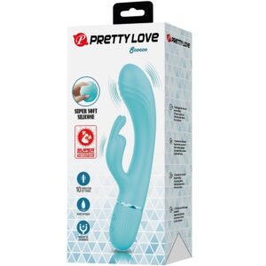 High Tech-Scocco Vibrator Rabbit Turcoaz-Silicon, 10 Trepte, USB - imagine 7