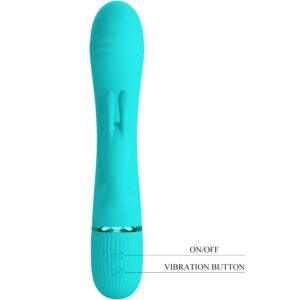 High Tech-Scocco Vibrator Rabbit Turcoaz-Silicon, 10 Trepte, USB - imagine 8