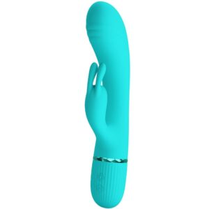 High Tech-Scocco Vibrator Rabbit Turcoaz-Silicon, 10 Trepte, USB - imagine 9