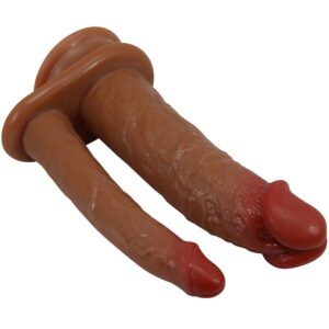 Dildos-Goran Dublu Dildo Realist Natural Mulato-TPR, Waterproof - imagine 6